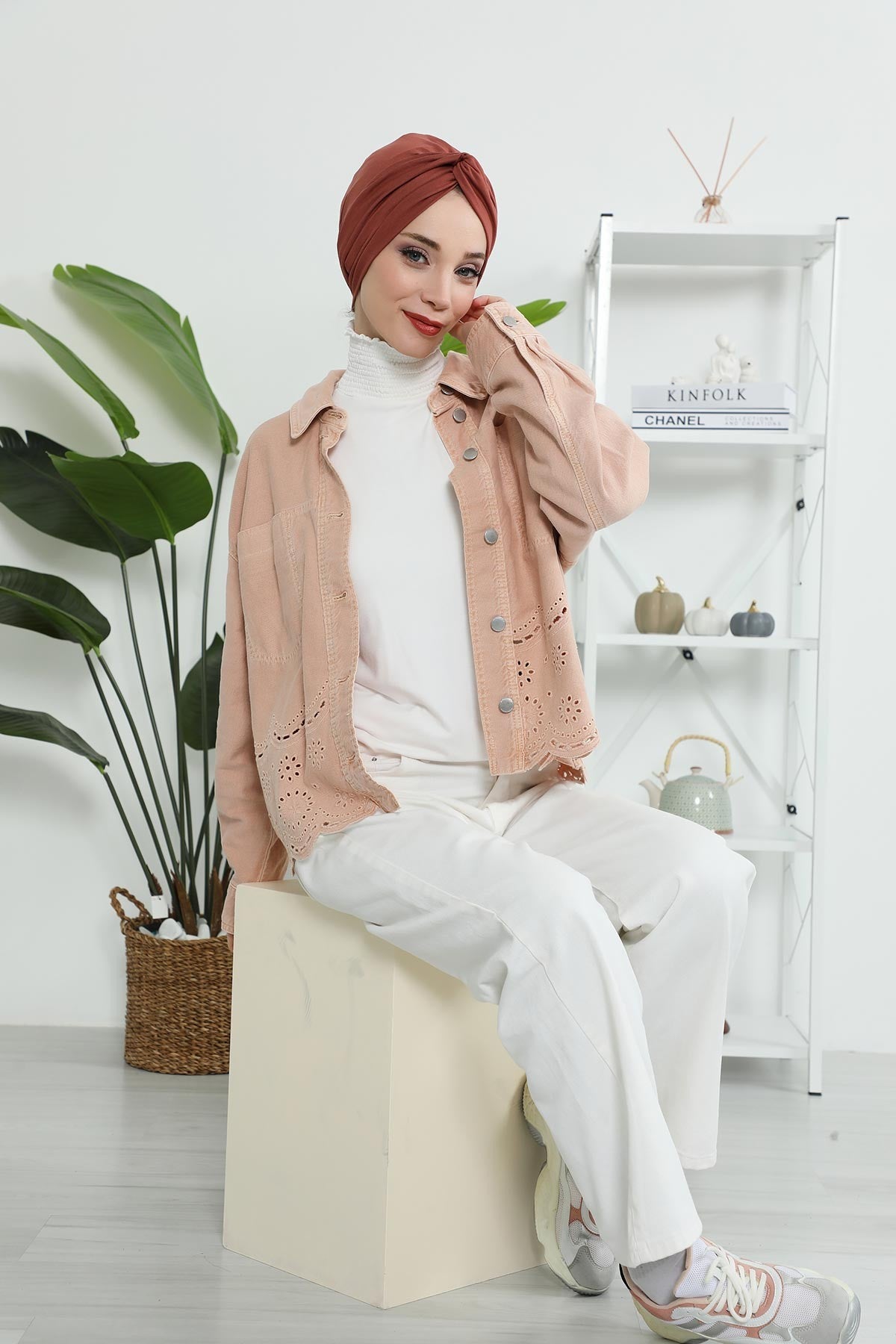 Maharajah Instant Turban Hijab for Women Headwrap Lightweight Headscarf Modest Headwear, Plain Stylish Bonnet Cap for Women,B-4 Cinnamon