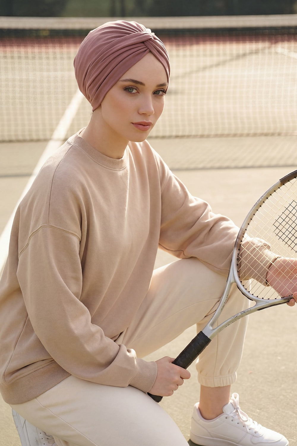 Maharajah Instant Turban Hijab for Women Headwrap Lightweight Headscarf Modest Headwear, Plain Stylish Bonnet Cap for Women,B-4 Dusty Rose