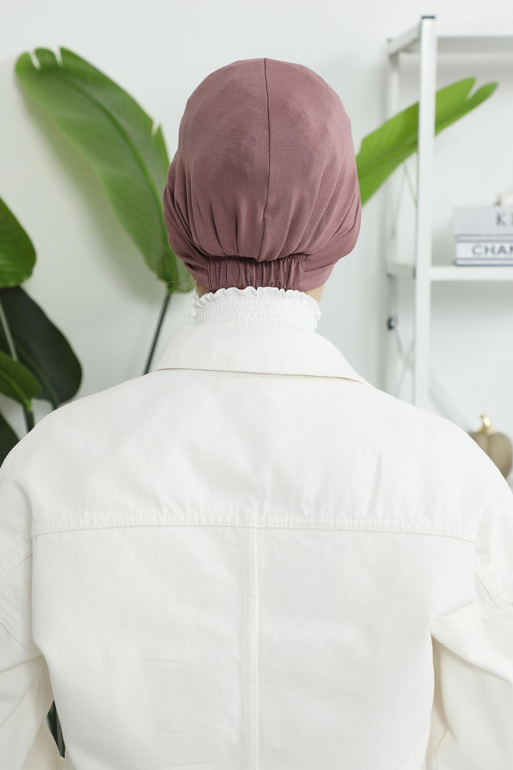 Maharajah Instant Turban Hijab for Women Headwrap Lightweight Headscarf Modest Headwear, Plain Stylish Bonnet Cap for Women,B-4 Dusty Rose