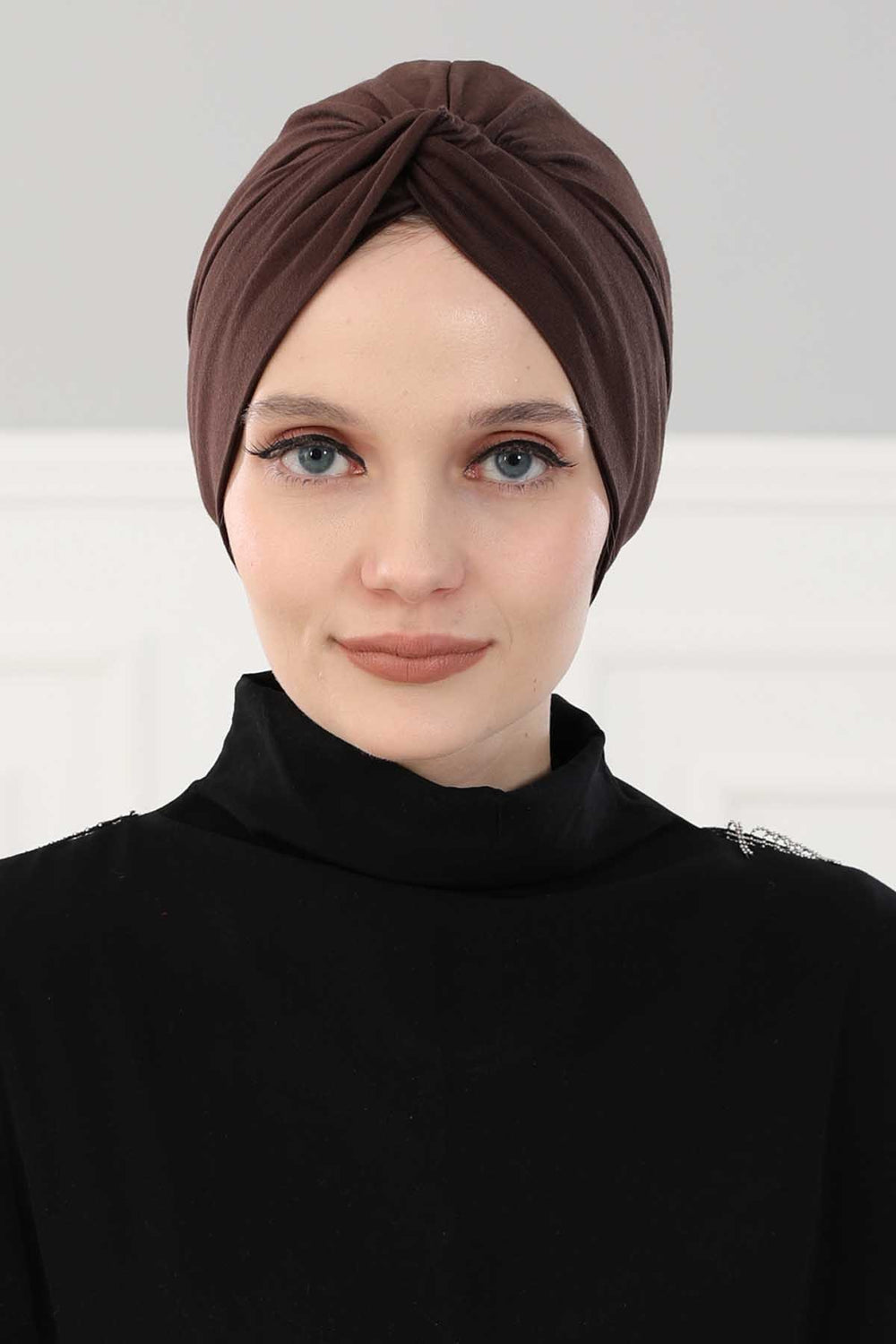 Maharajah Instant Turban Hijab for Women Headwrap Lightweight Headscarf Modest Headwear, Plain Stylish Bonnet Cap for Women,B-4 Brown
