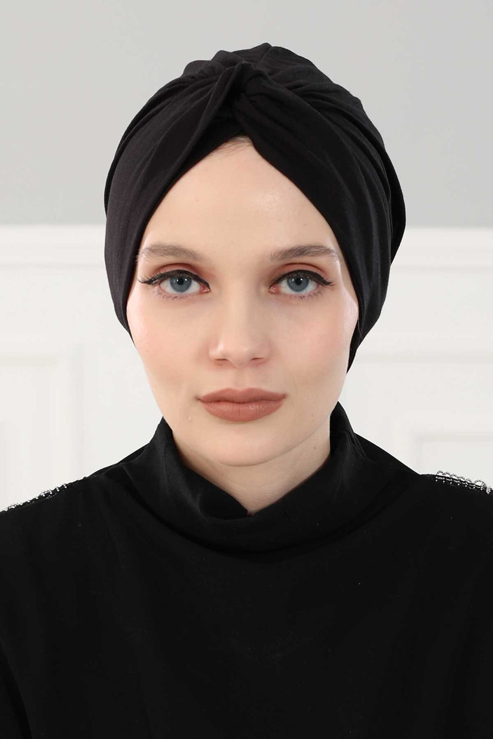 Maharajah Instant Turban Hijab for Women Headwrap Lightweight Headscarf Modest Headwear, Plain Stylish Bonnet Cap for Women,B-4 Black