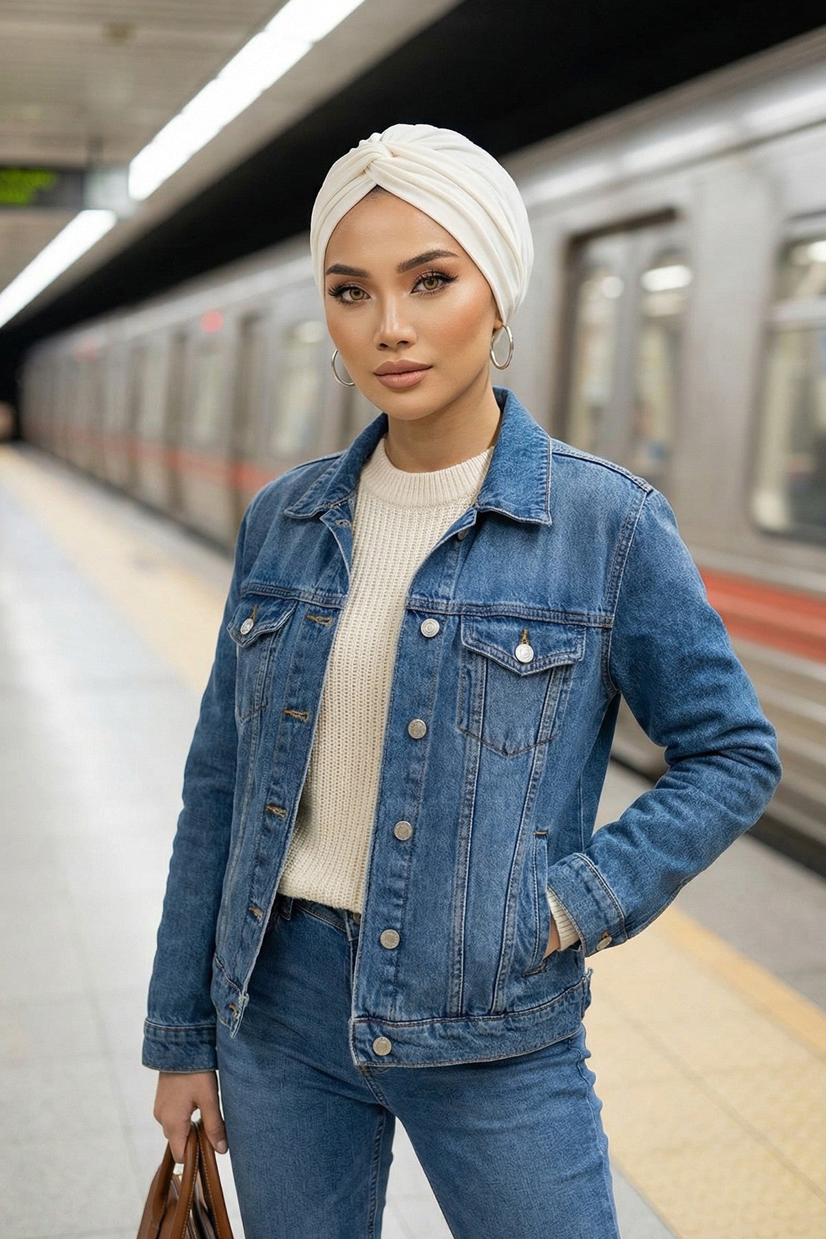 Maharajah Instant Turban Hijab for Women Headwrap Lightweight Headscarf Modest Headwear, Plain Stylish Bonnet Cap for Women,B-4 Ivory