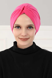 Maharajah Instant Turban Hijab for Women Headwrap Lightweight Headscarf Modest Headwear, Plain Stylish Bonnet Cap for Women,B-4 Fuchsia