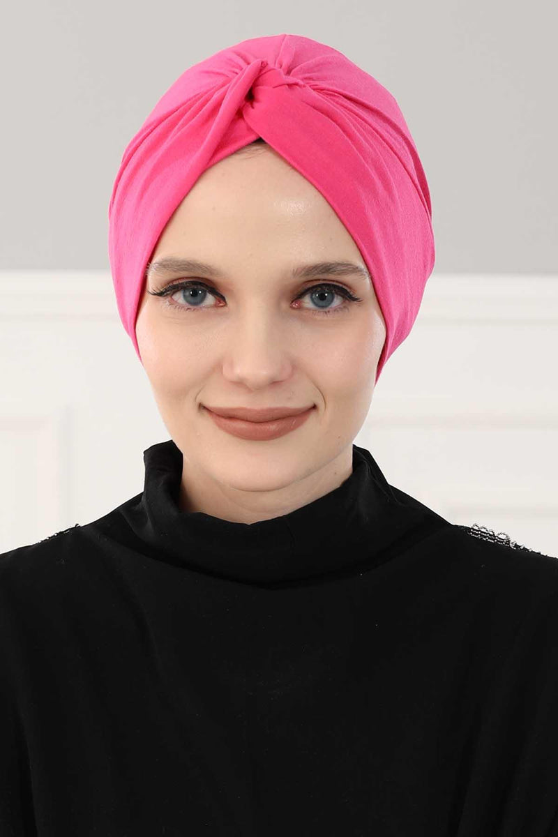 Maharajah Instant Turban Hijab for Women Headwrap Lightweight Headscarf Modest Headwear, Plain Stylish Bonnet Cap for Women,B-4 Fuchsia