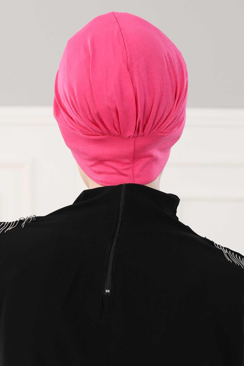 Maharajah Instant Turban Hijab for Women Headwrap Lightweight Headscarf Modest Headwear, Plain Stylish Bonnet Cap for Women,B-4 Fuchsia