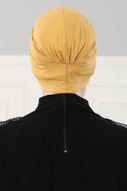 Maharajah Instant Turban Hijab for Women Headwrap Lightweight Headscarf Modest Headwear, Plain Stylish Bonnet Cap for Women,B-4 Mustard Yellow