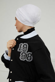 Maharajah Instant Turban Hijab for Women Headwrap Lightweight Headscarf Modest Headwear, Plain Stylish Bonnet Cap for Women,B-4 White