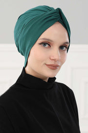 Maharajah Instant Turban Hijab for Women Headwrap Lightweight Headscarf Modest Headwear, Plain Stylish Bonnet Cap for Women,B-4 Green