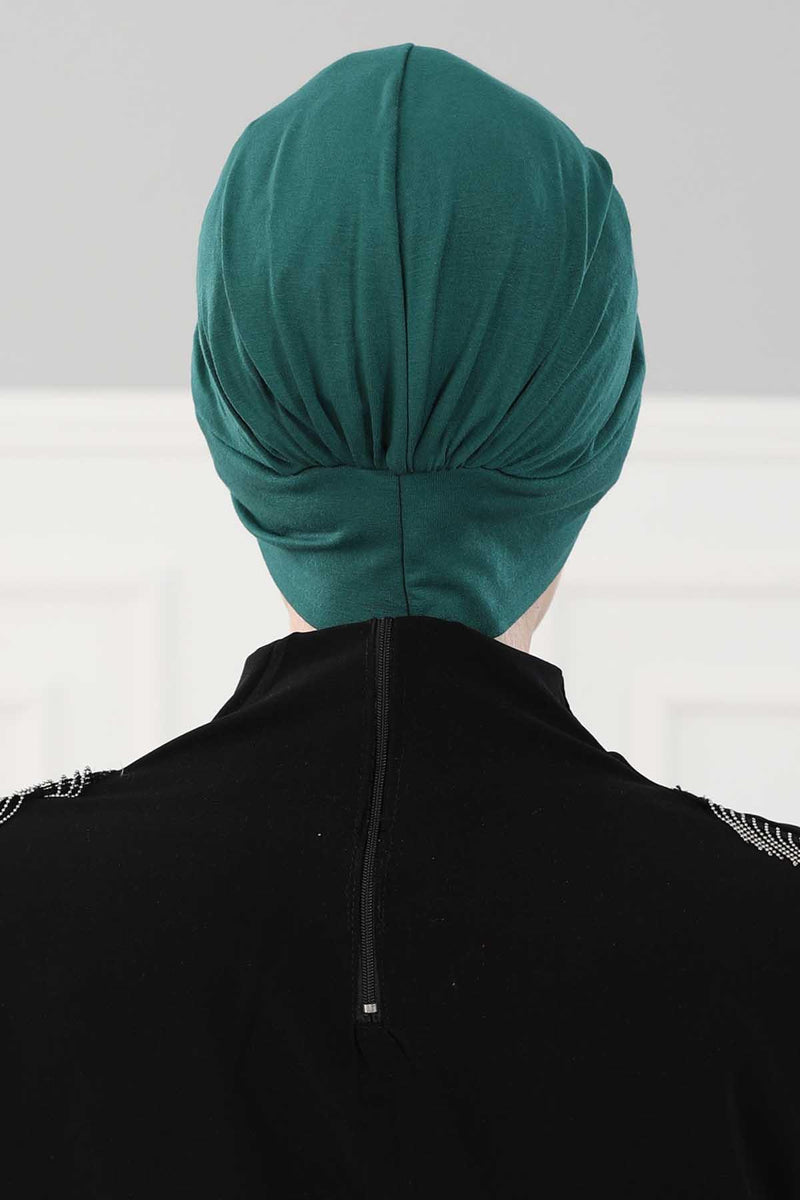 Maharajah Instant Turban Hijab for Women Headwrap Lightweight Headscarf Modest Headwear, Plain Stylish Bonnet Cap for Women,B-4 Green