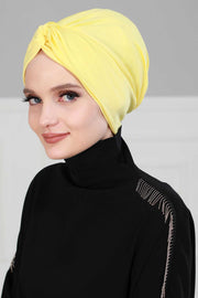 Maharajah Instant Turban Hijab for Women Headwrap Lightweight Headscarf Modest Headwear, Plain Stylish Bonnet Cap for Women,B-4 Yellow