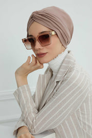 Maharajah Instant Turban Hijab for Women Headwrap Lightweight Headscarf Modest Headwear, Plain Stylish Bonnet Cap for Women,B-4 Mink