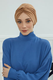 Maharajah Instant Turban Hijab for Women Headwrap Lightweight Headscarf Modest Headwear, Plain Stylish Bonnet Cap for Women,B-4 Light Brown