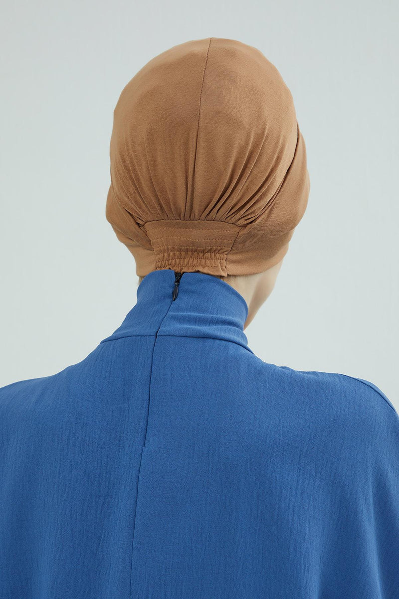 Maharajah Instant Turban Hijab for Women Headwrap Lightweight Headscarf Modest Headwear, Plain Stylish Bonnet Cap for Women,B-4 Light Brown