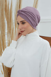 Maharajah Instant Turban Hijab for Women Headwrap Lightweight Headscarf Modest Headwear, Plain Stylish Bonnet Cap for Women,B-4 Lilac