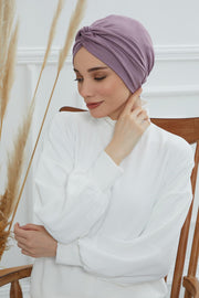 Maharajah Instant Turban Hijab for Women Headwrap Lightweight Headscarf Modest Headwear, Plain Stylish Bonnet Cap for Women,B-4 Lilac