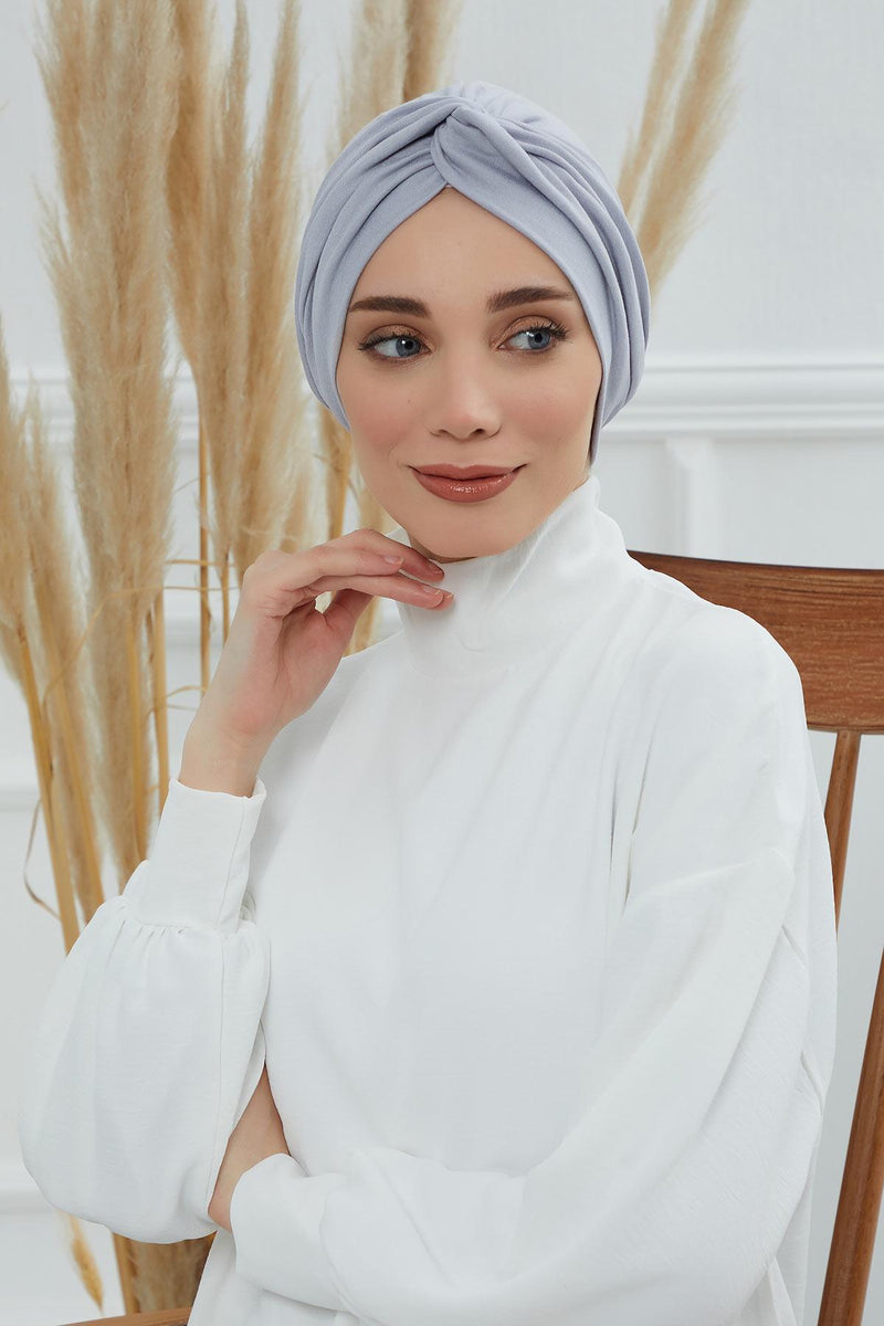 Maharajah Instant Turban Hijab for Women Headwrap Lightweight Headscarf Modest Headwear, Plain Stylish Bonnet Cap for Women,B-4 Grey 2