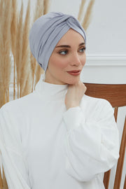 Maharajah Instant Turban Hijab for Women Headwrap Lightweight Headscarf Modest Headwear, Plain Stylish Bonnet Cap for Women,B-4 Grey 2