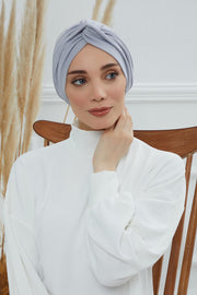 Maharajah Instant Turban Hijab for Women Headwrap Lightweight Headscarf Modest Headwear, Plain Stylish Bonnet Cap for Women,B-4 Grey 2