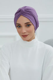Maharajah Instant Turban Hijab for Women Headwrap Lightweight Headscarf Modest Headwear, Plain Stylish Bonnet Cap for Women,B-4 Purple 2