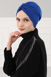 Maharajah Instant Turban Hijab for Women Headwrap Lightweight Headscarf Modest Headwear, Plain Stylish Bonnet Cap for Women,B-4 Sax Blue