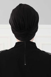 Maharajah Instant Turban Hijab for Women Headwrap Lightweight Headscarf Modest Headwear, Plain Stylish Bonnet Cap for Women,B-4 Black