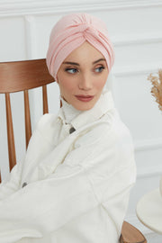 Maharajah Instant Turban Hijab for Women Headwrap Lightweight Headscarf Modest Headwear, Plain Stylish Bonnet Cap for Women,B-4 Powder