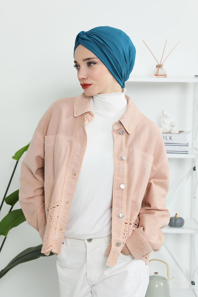 Maharajah Instant Turban Hijab for Women Headwrap Lightweight Headscarf Modest Headwear, Plain Stylish Bonnet Cap for Women,B-4