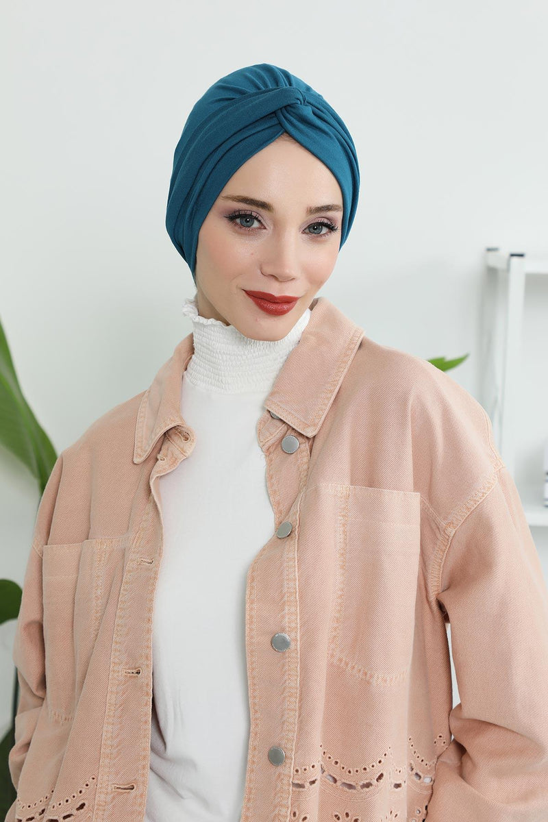 Maharajah Instant Turban Hijab for Women Headwrap Lightweight Headscarf Modest Headwear, Plain Stylish Bonnet Cap for Women,B-4