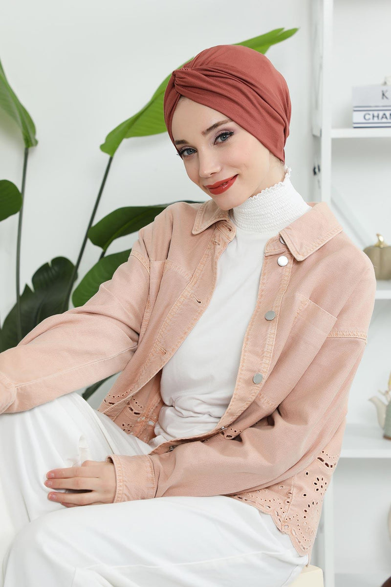 Maharajah Instant Turban Hijab for Women Headwrap Lightweight Headscarf Modest Headwear, Plain Stylish Bonnet Cap for Women,B-4