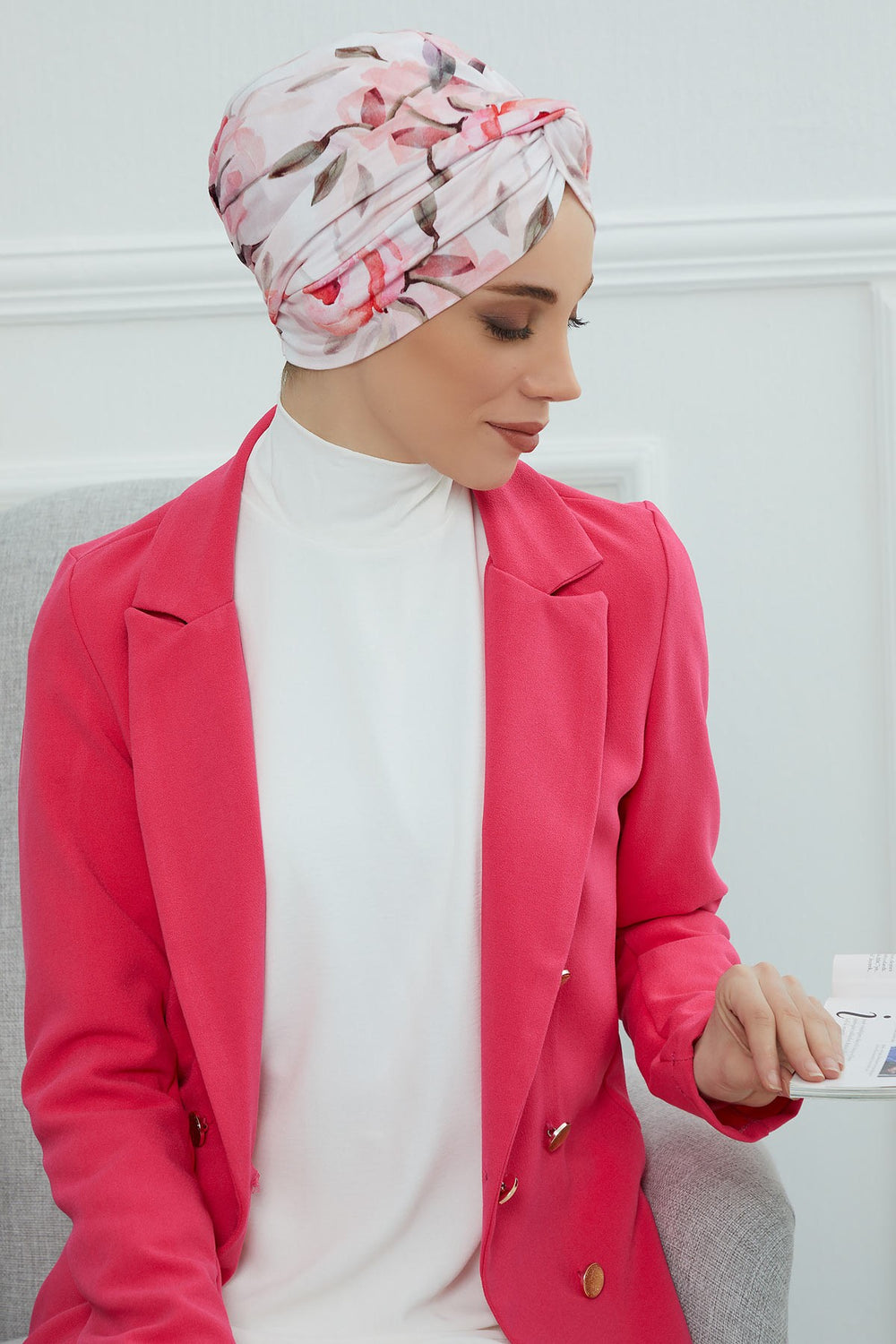 Maharajah Style Instant Turban with Various Pattern Options, Flexible Patterned Turban Bonnet Head Wrap made from Soft Cotton,B-4YD Rose Garden