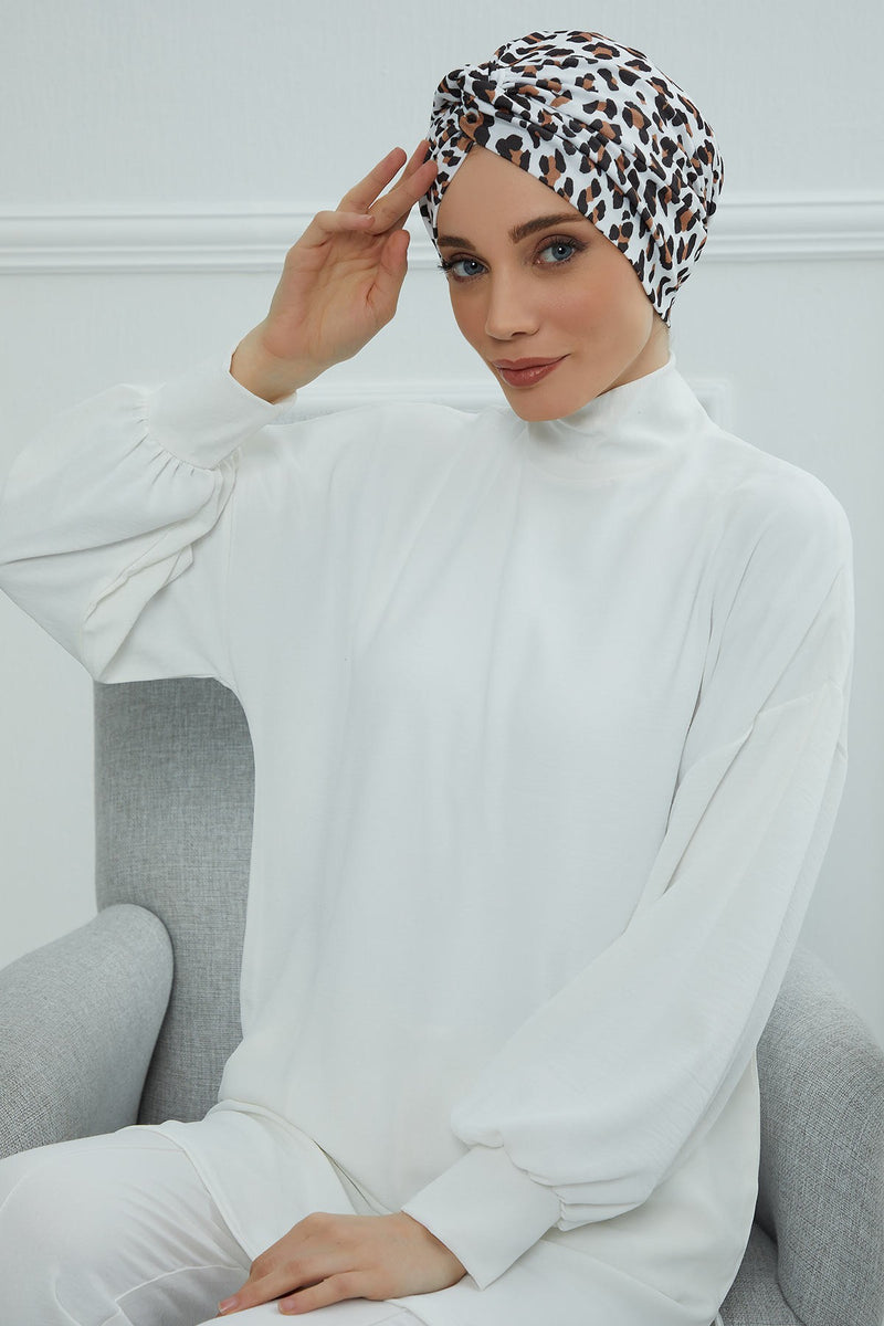 Maharajah Style Instant Turban with Various Pattern Options, Flexible Patterned Turban Bonnet Head Wrap made from Soft Cotton,B-4YD