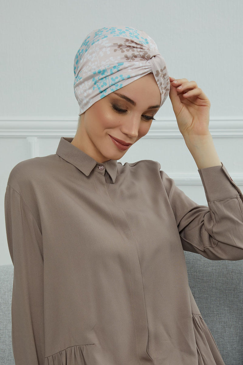 Maharajah Style Instant Turban with Various Pattern Options, Flexible Patterned Turban Bonnet Head Wrap made from Soft Cotton,B-4YD