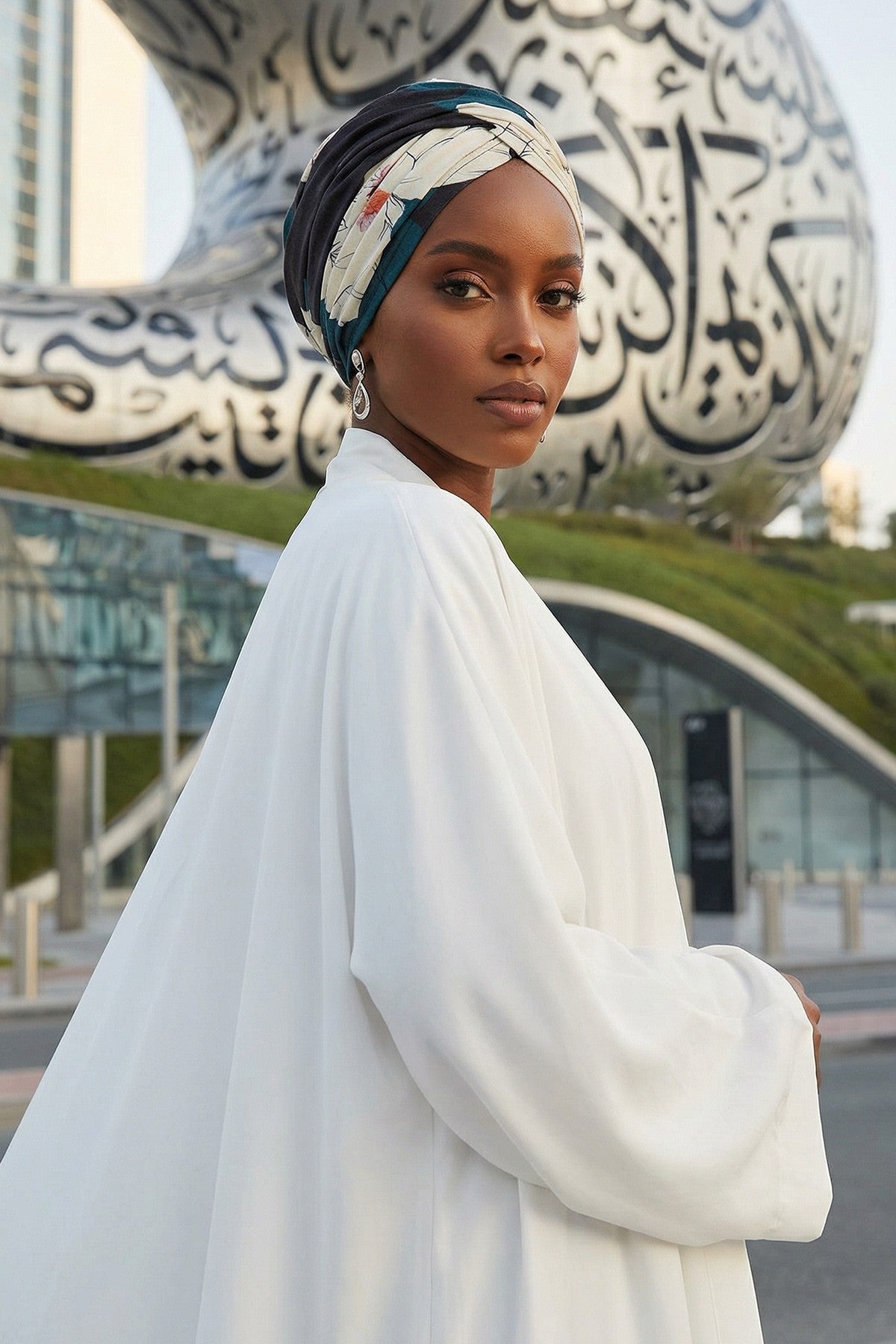 Maharajah Style Instant Turban with Various Pattern Options, Flexible Patterned Turban Bonnet Head Wrap made from Soft Cotton,B-4YD Midnight Blossoms