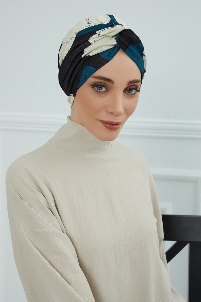 Maharajah Style Instant Turban with Various Pattern Options, Flexible Patterned Turban Bonnet Head Wrap made from Soft Cotton,B-4YD