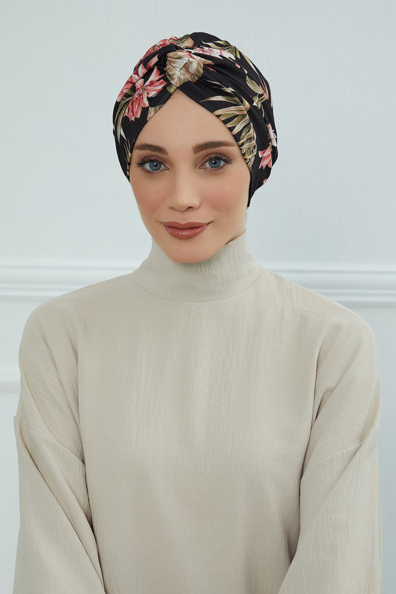 Maharajah Style Instant Turban with Various Pattern Options, Flexible Patterned Turban Bonnet Head Wrap made from Soft Cotton,B-4YD