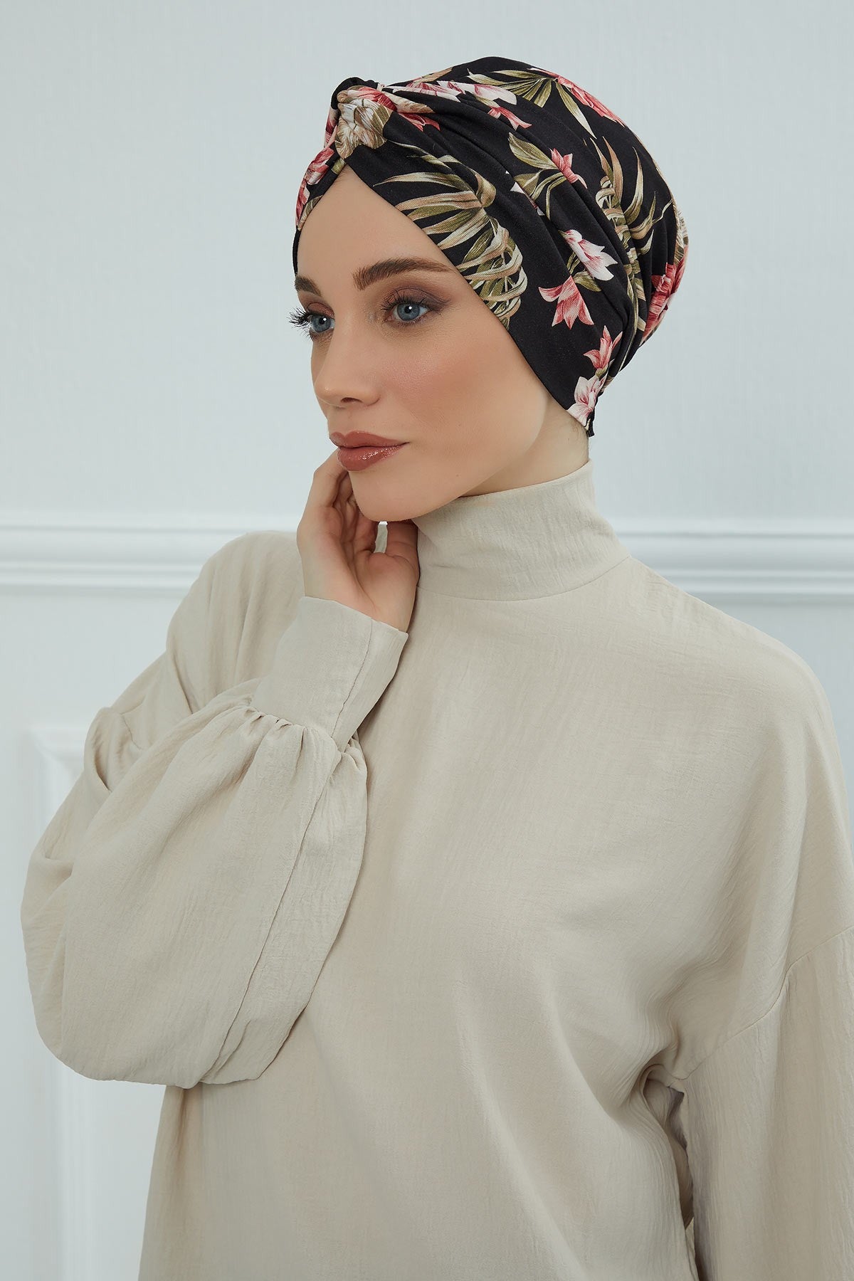 Maharajah Style Instant Turban with Various Pattern Options, Flexible Patterned Turban Bonnet Head Wrap made from Soft Cotton,B-4YD Dark Forest
