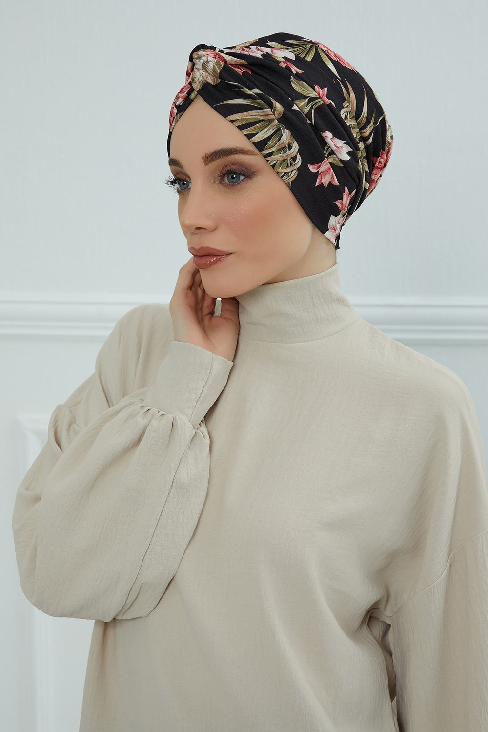 Maharajah Style Instant Turban with Various Pattern Options, Flexible Patterned Turban Bonnet Head Wrap made from Soft Cotton,B-4YD Dark Forest