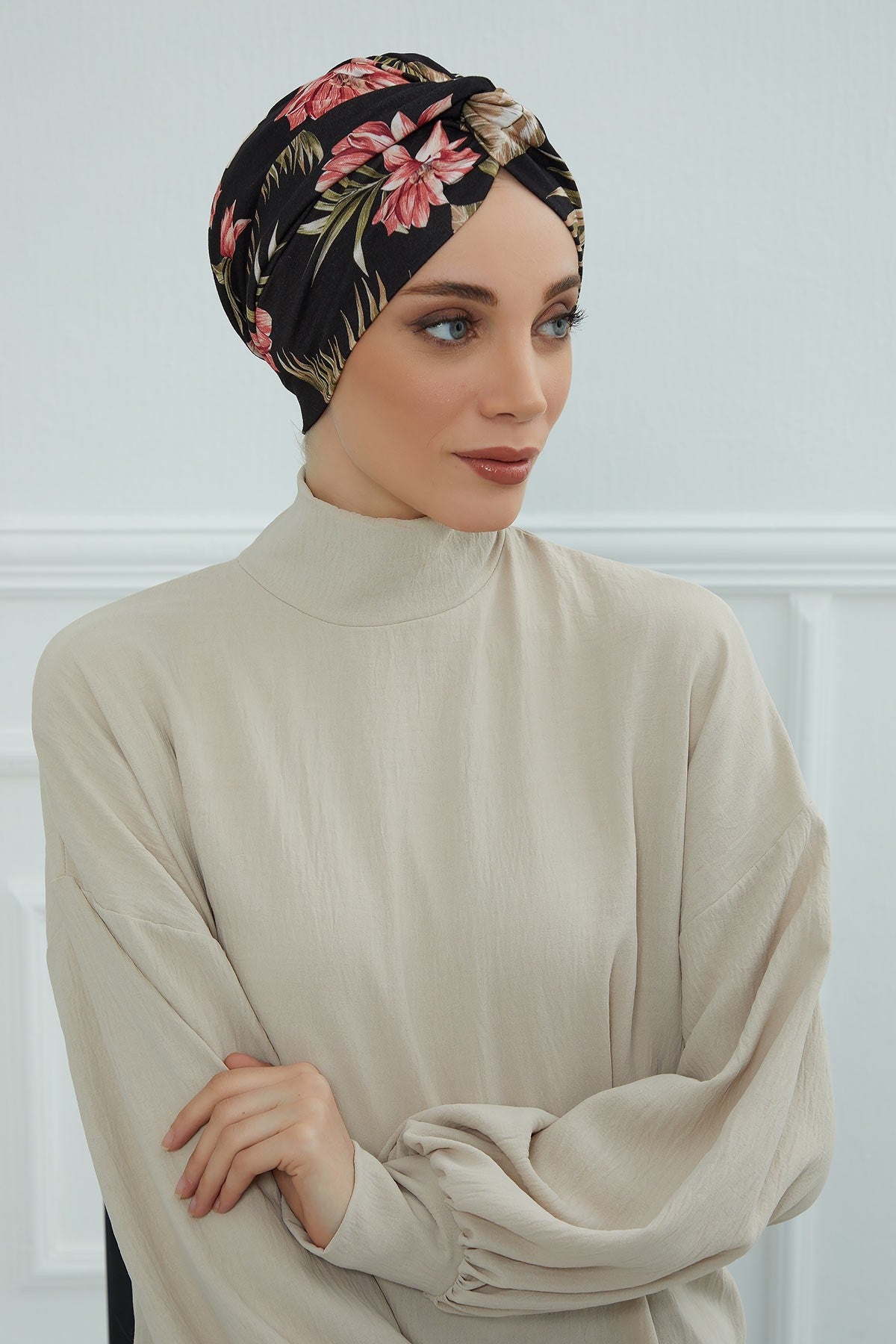 Maharajah Style Instant Turban with Various Pattern Options, Flexible Patterned Turban Bonnet Head Wrap made from Soft Cotton,B-4YD Dark Forest