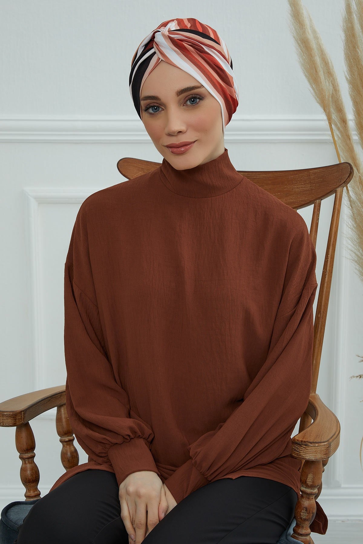 Maharajah Style Instant Turban with Various Pattern Options, Flexible Patterned Turban Bonnet Head Wrap made from Soft Cotton,B-4YD Retro Waves
