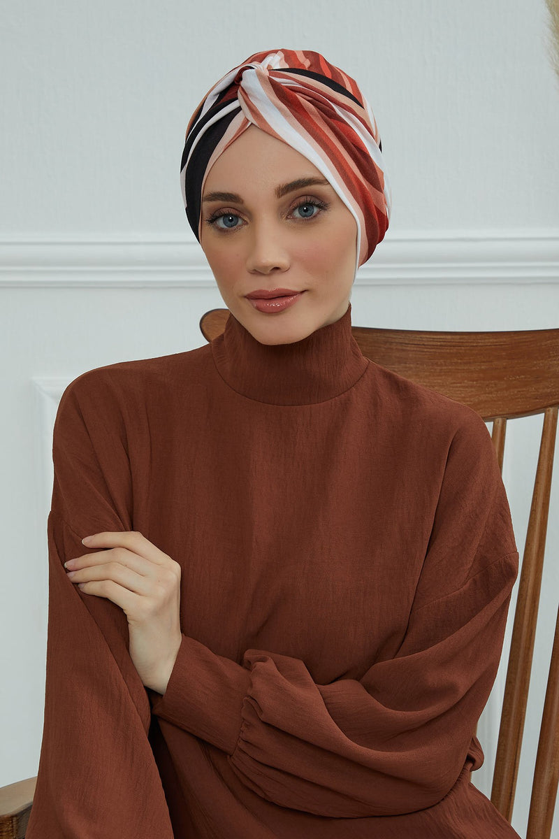Maharajah Style Instant Turban with Various Pattern Options, Flexible Patterned Turban Bonnet Head Wrap made from Soft Cotton,B-4YD