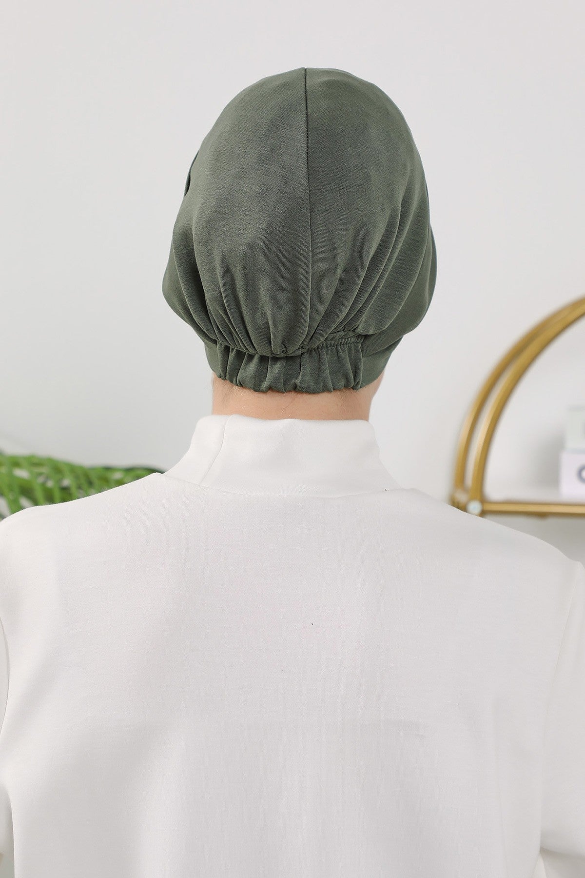 Maharajah Style Twist Turban Bonnet for Women, All Seasons Stretchy One Size Modest Headwrap, Double Face Fabric Underscarf Cap,B-4O Army Green