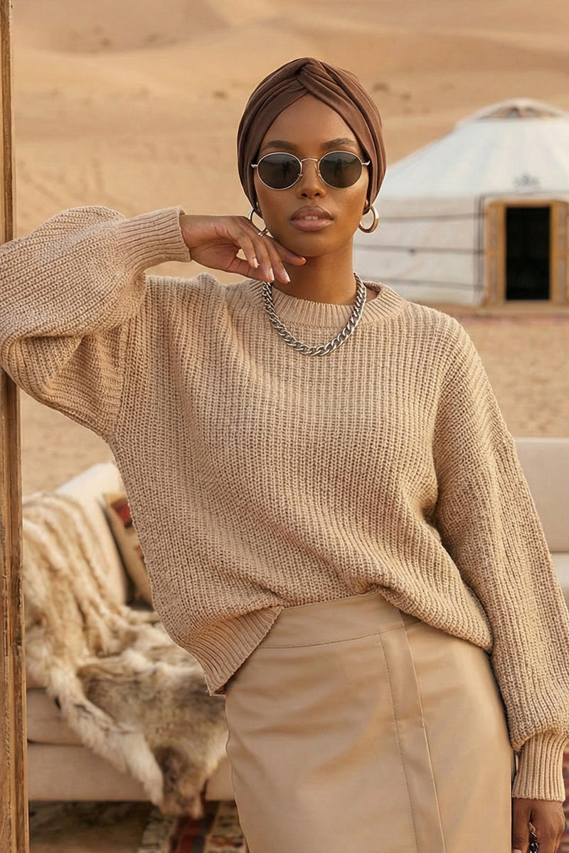 Maharajah Style Twist Turban Bonnet for Women, All Seasons Stretchy One Size Modest Headwrap, Double Face Fabric Underscarf Cap,B-4O