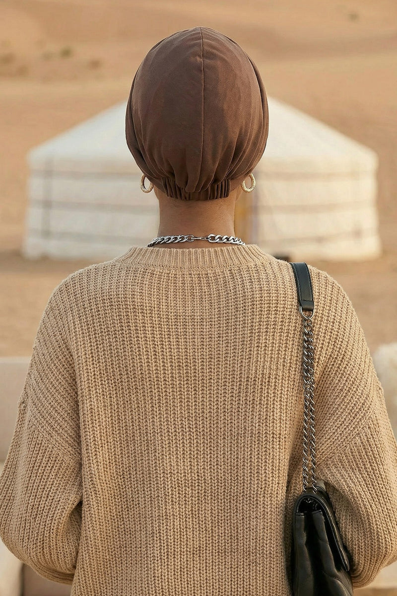 Maharajah Style Twist Turban Bonnet for Women, All Seasons Stretchy One Size Modest Headwrap, Double Face Fabric Underscarf Cap,B-4O