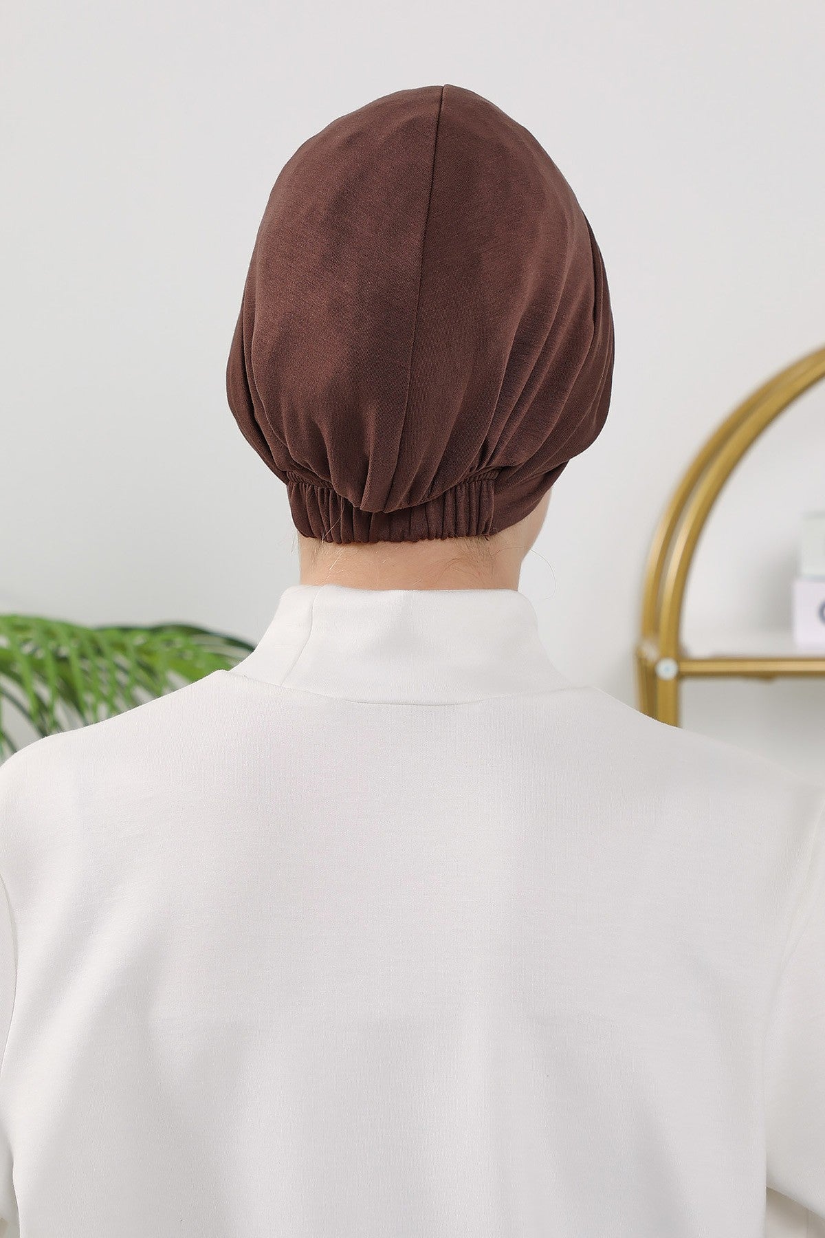 Maharajah Style Twist Turban Bonnet for Women, All Seasons Stretchy One Size Modest Headwrap, Double Face Fabric Underscarf Cap,B-4O Brown