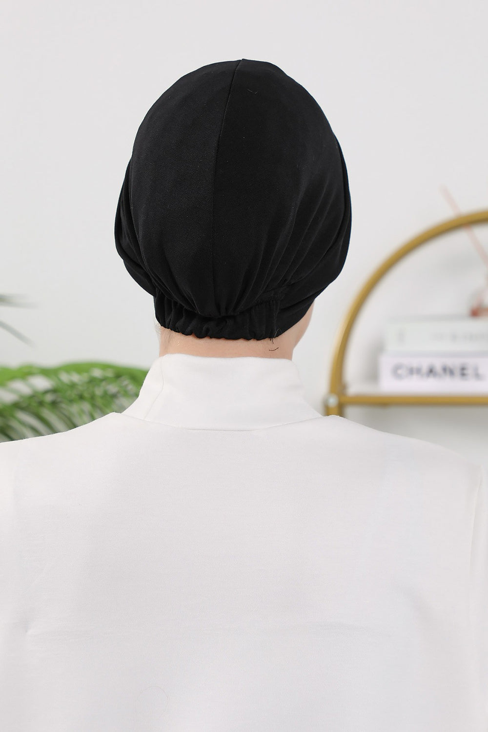 Maharajah Style Twist Turban Bonnet for Women, All Seasons Stretchy One Size Modest Headwrap, Double Face Fabric Underscarf Cap,B-4O Black