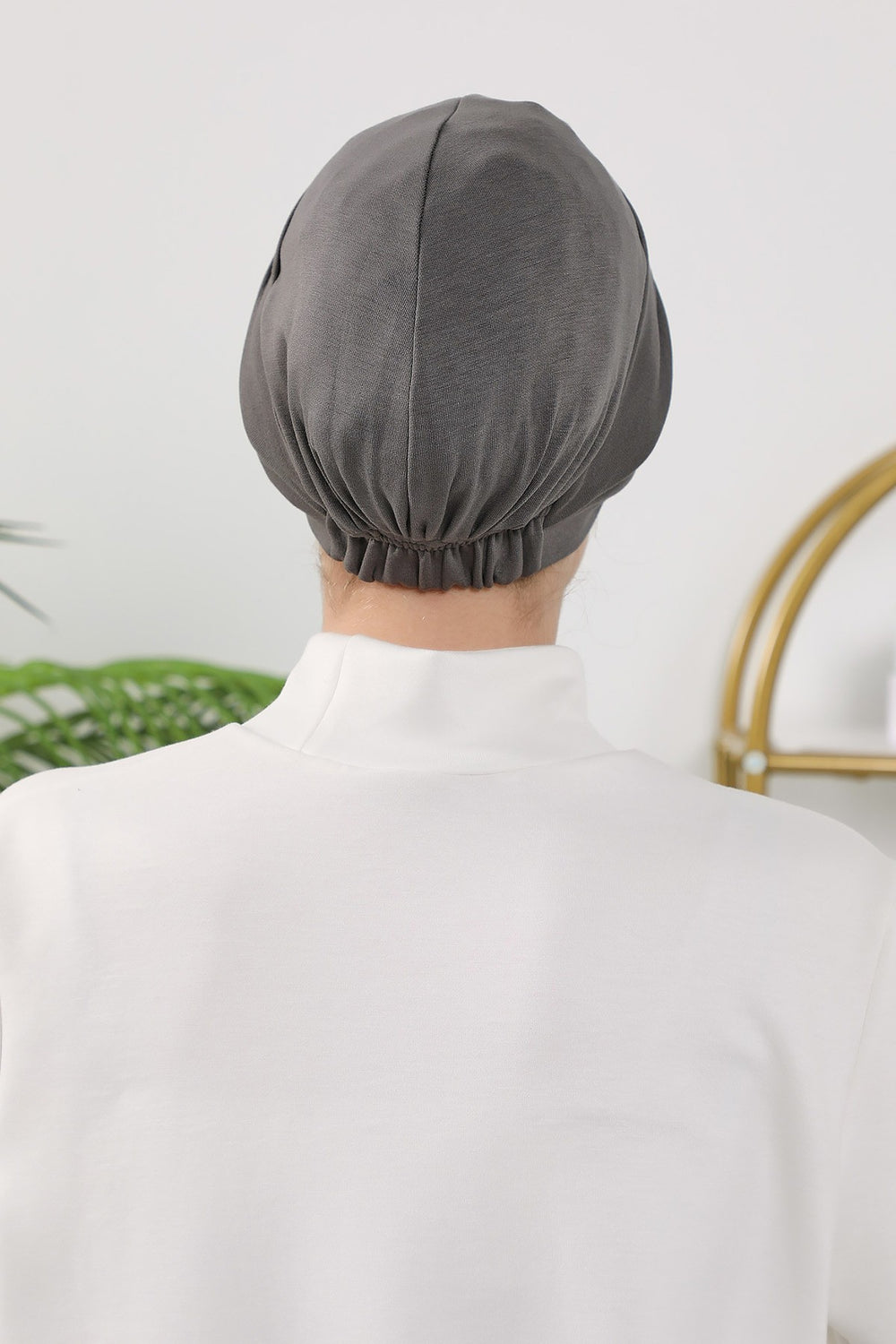 Maharajah Style Twist Turban Bonnet for Women, All Seasons Stretchy One Size Modest Headwrap, Double Face Fabric Underscarf Cap,B-4O Anthracite
