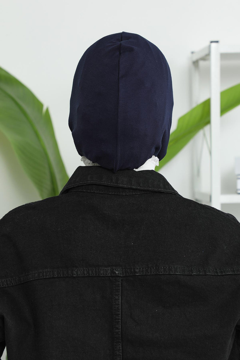 Minimalist Design Cotton Under Scarf Bonnet, Soft and Breathable Inner Hijab Cap, Easy Wear Cotton Bonnet Turban Ninja Cap,TB-4 Navy Blue