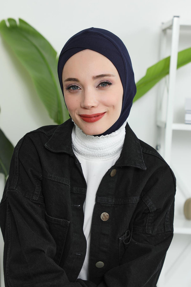 غطاء رأس من القطن بتصميم بسيط تحت الوشاح، غطاء رأس داخلي ناعم وجيد التهوية، غطاء رأس نينجا من القطن سهل الارتداء، TB-4