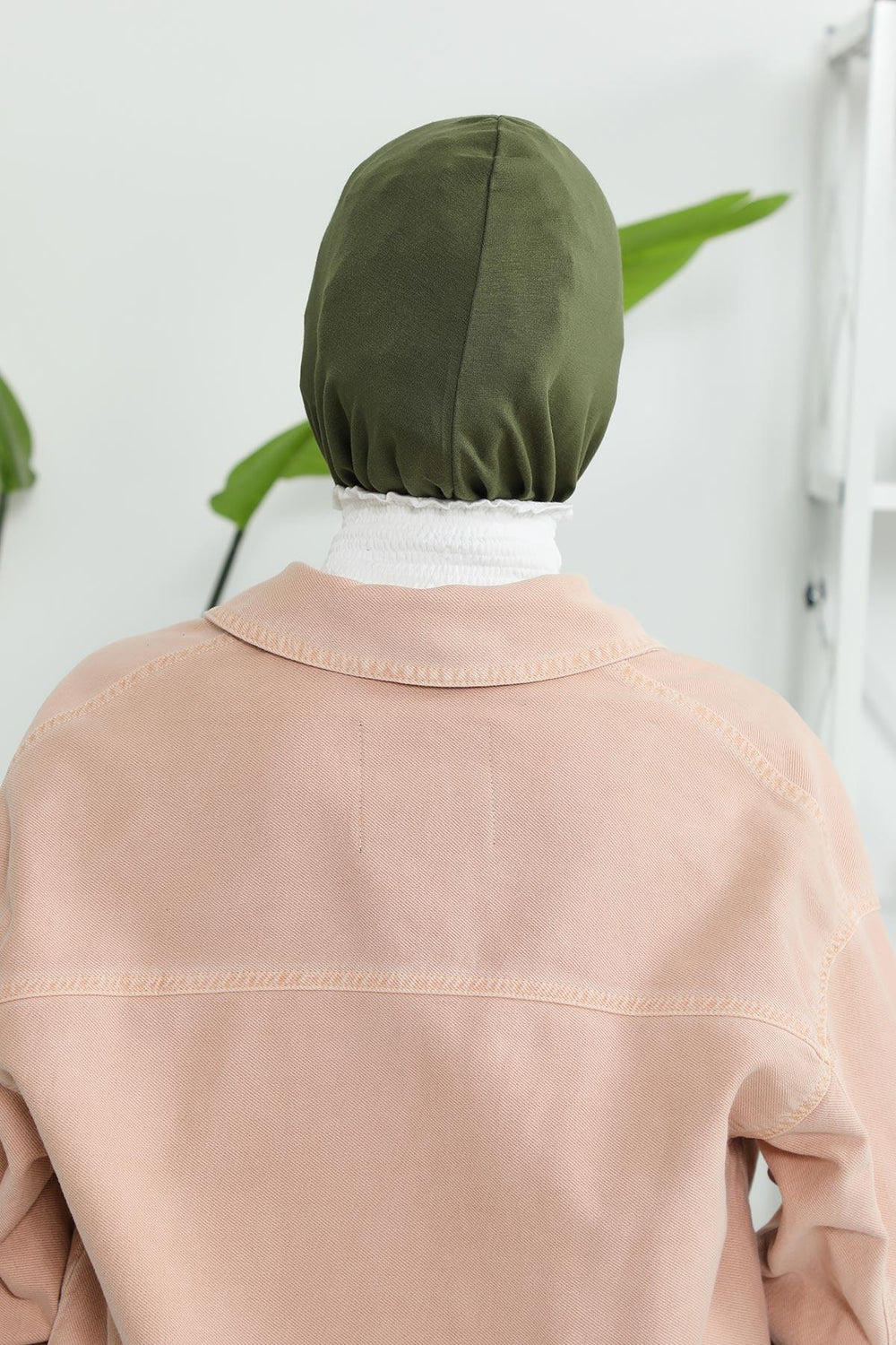 Minimalist Design Cotton Under Scarf Bonnet, Soft and Breathable Inner Hijab Cap, Easy Wear Cotton Bonnet Turban Ninja Cap,TB-4 Army Green