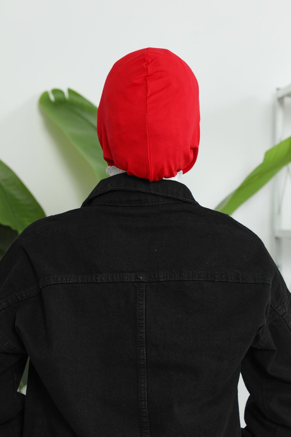 Minimalist Design Cotton Under Scarf Bonnet, Soft and Breathable Inner Hijab Cap, Easy Wear Cotton Bonnet Turban Ninja Cap,TB-4 Red